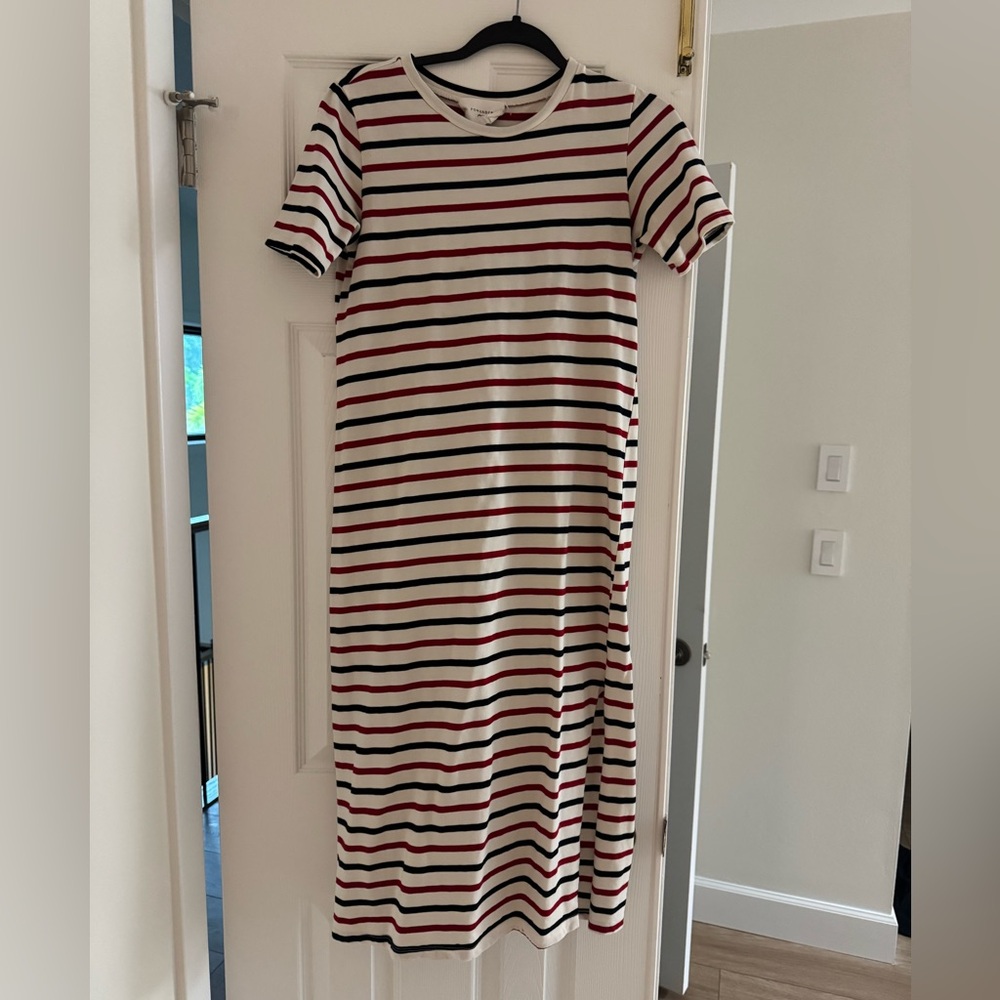 Striped Short Sleeve Maxi Dress